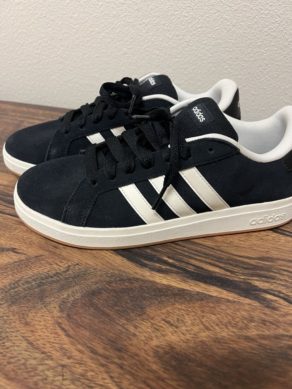 Adidas Grand Court 2.0 Sneakers Black White Gum Size 7 Y2K Streetwear